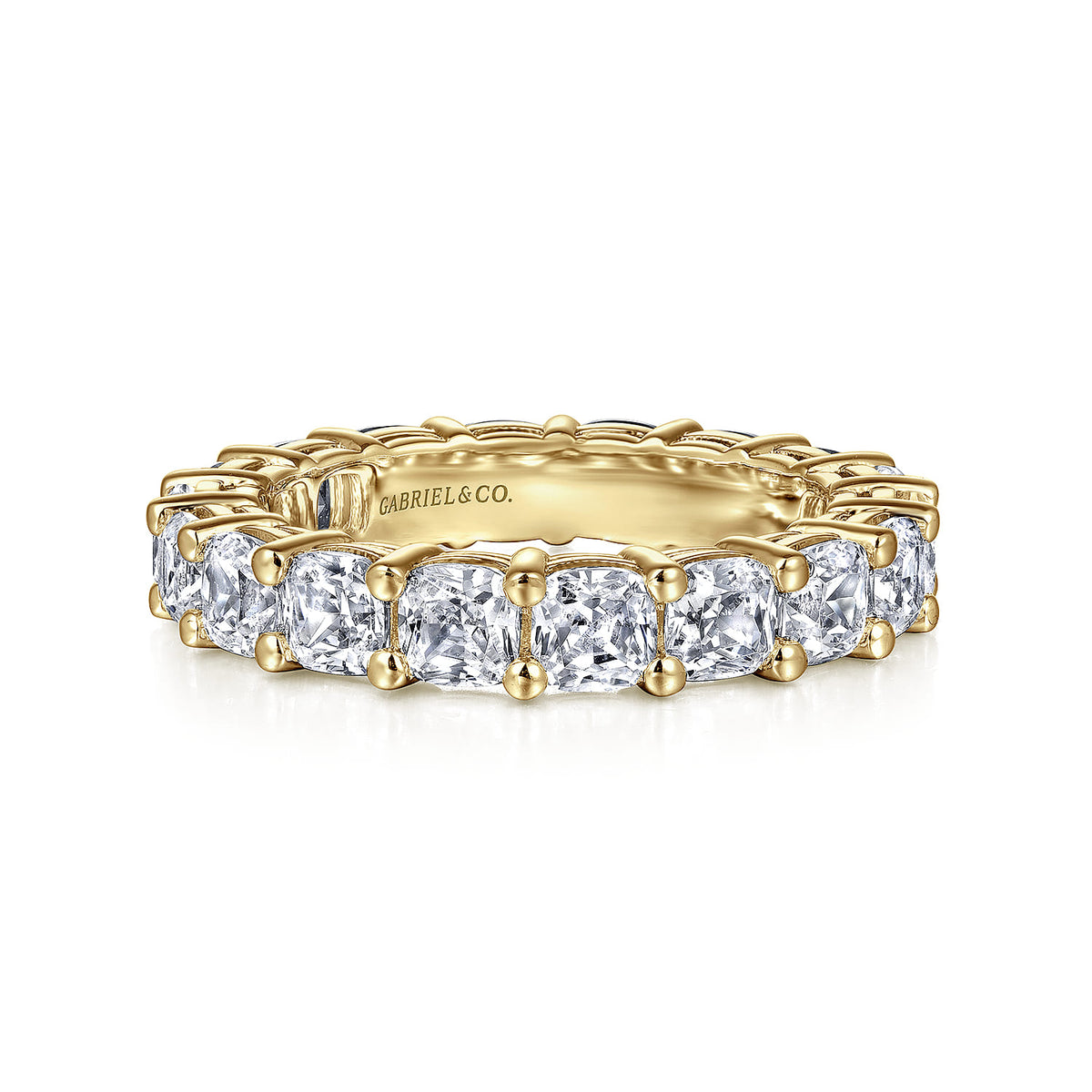 14K Yellow Gold Cushion Cut Shared Prong Diamond Eternity Band — Gabriel & Co. AN16384-6Y44JJ