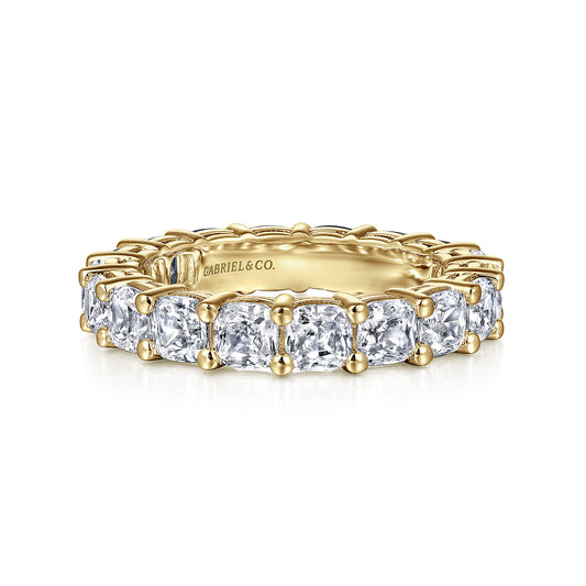 14K Yellow Gold Cushion Cut Shared Prong Diamond Eternity Band — Gabriel & Co. AN16384-6Y44JJ