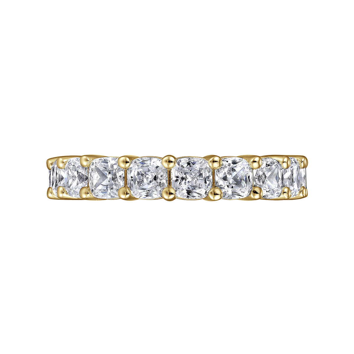 14K Yellow Gold Cushion Cut Shared Prong Diamond Eternity Band — Gabriel & Co. AN16384-6Y44JJ