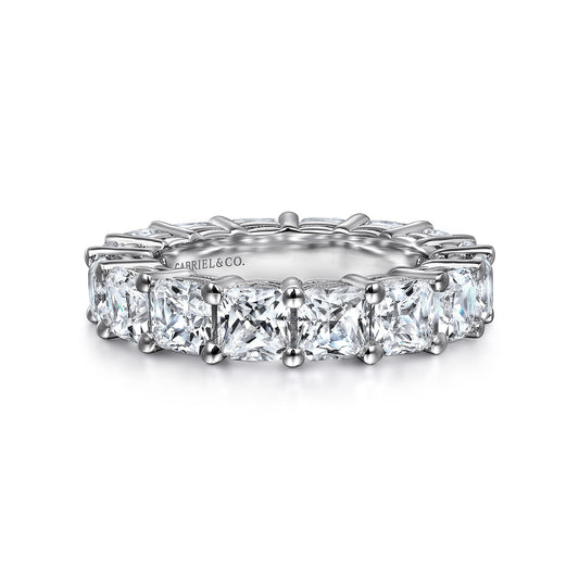 14K White Gold Cushion Cut Shared Prong Diamond Eternity Band — Gabriel & Co. AN16386-6W44JJ