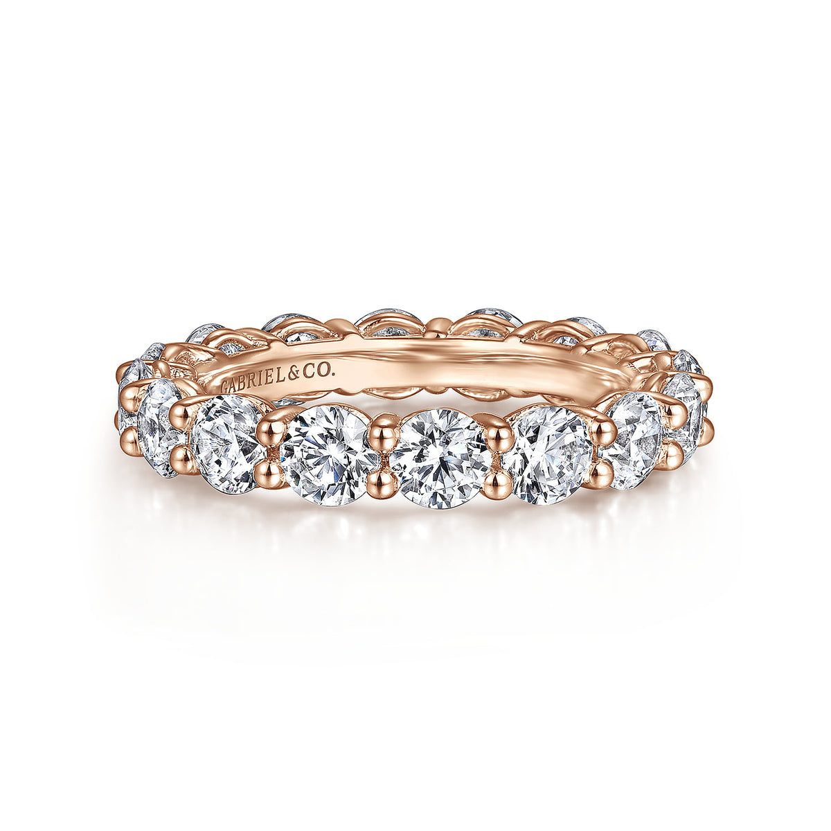14K Rose Gold Shared Prong Diamond Eternity Band — Gabriel & Co. AN16388-6K44JJ