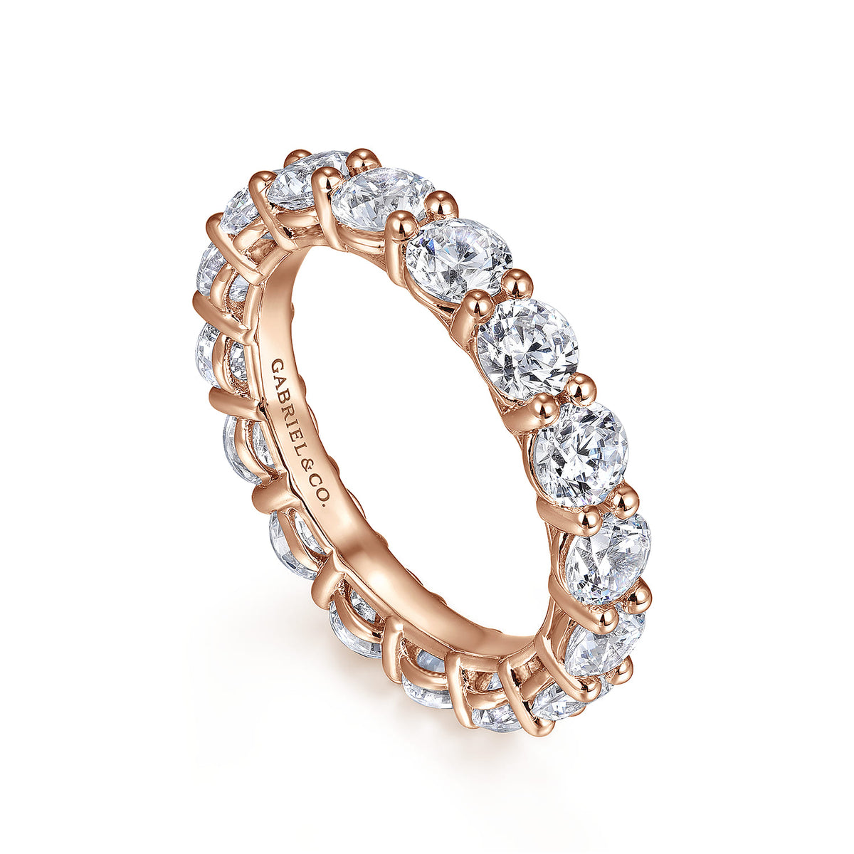 14K Rose Gold Shared Prong Diamond Eternity Band — Gabriel & Co. AN16388-6K44JJ