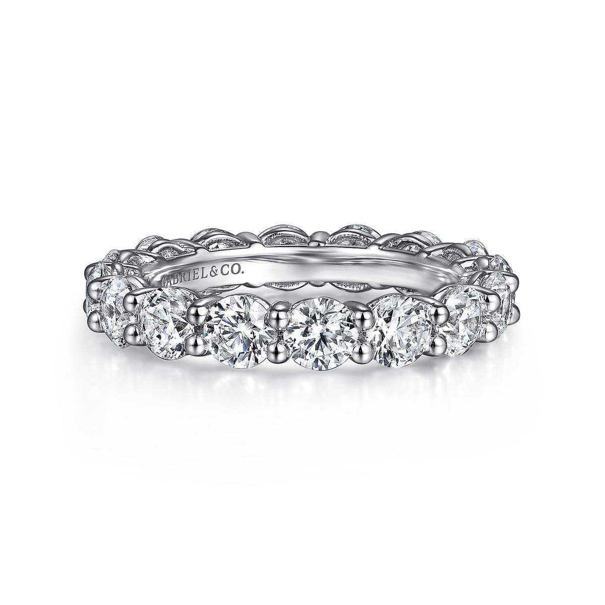 14K White Gold Shared Prong Diamond Eternity Band — Gabriel & Co. AN16388-6W44JJ