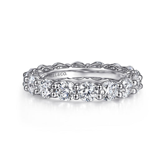 14K White Gold Shared Prong Diamond Eternity Band — Gabriel & Co. AN16388-6W44JJ