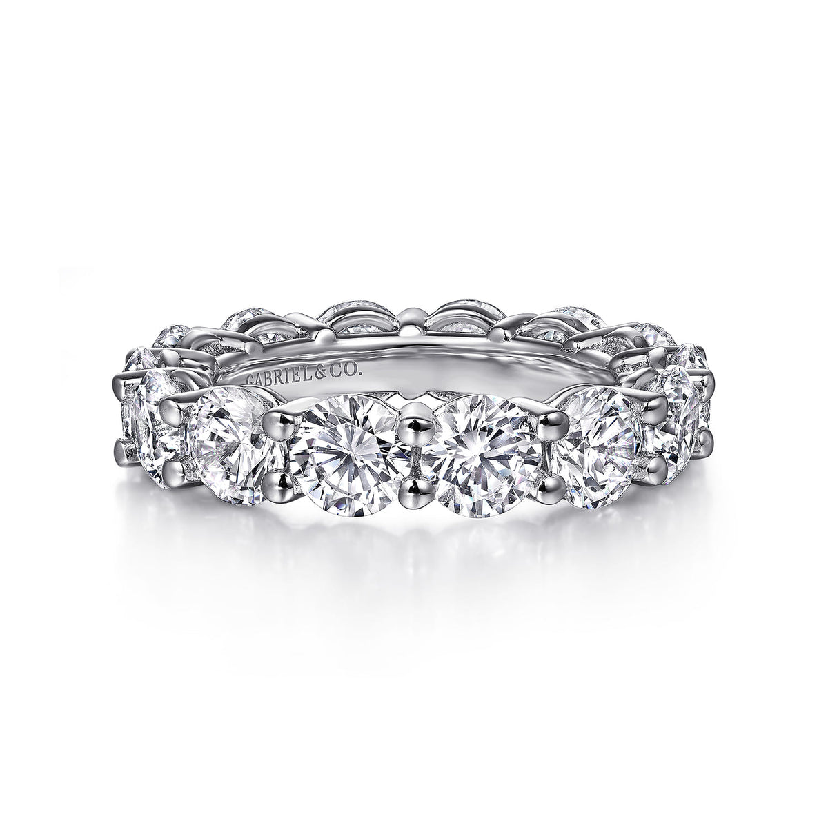 14K White Gold Shared Prong Diamond Eternity Band — Gabriel & Co. AN16390-6W44JJ
