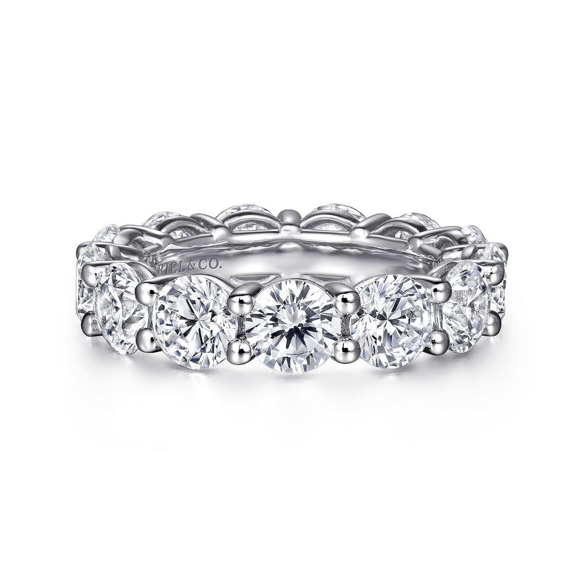 14K White Gold Shared Prong Diamond Eternity Band — Gabriel & Co. AN16391-6W44JJ
