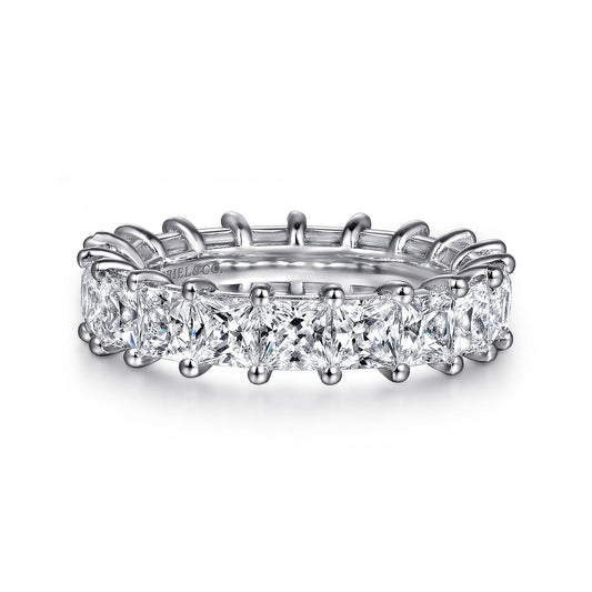 14K White Gold Princess Cut Shared Prong Diamond Eternity Band — Gabriel & Co. AN16394-6W44JJ