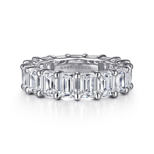 Wide 14K White Gold Shared Prong Emerald Cut Diamond Eternity Band — Gabriel & Co. AN16415-6W43JJ