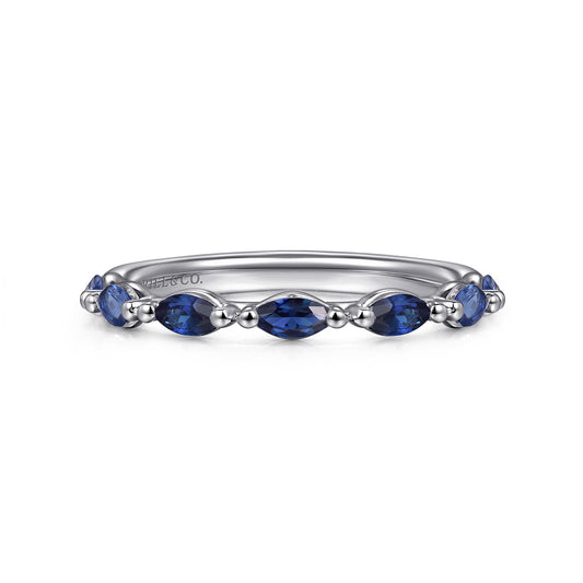 14K White Gold Sapphire Marquise Anniversary Band — Gabriel & Co. AN16425W4JSA