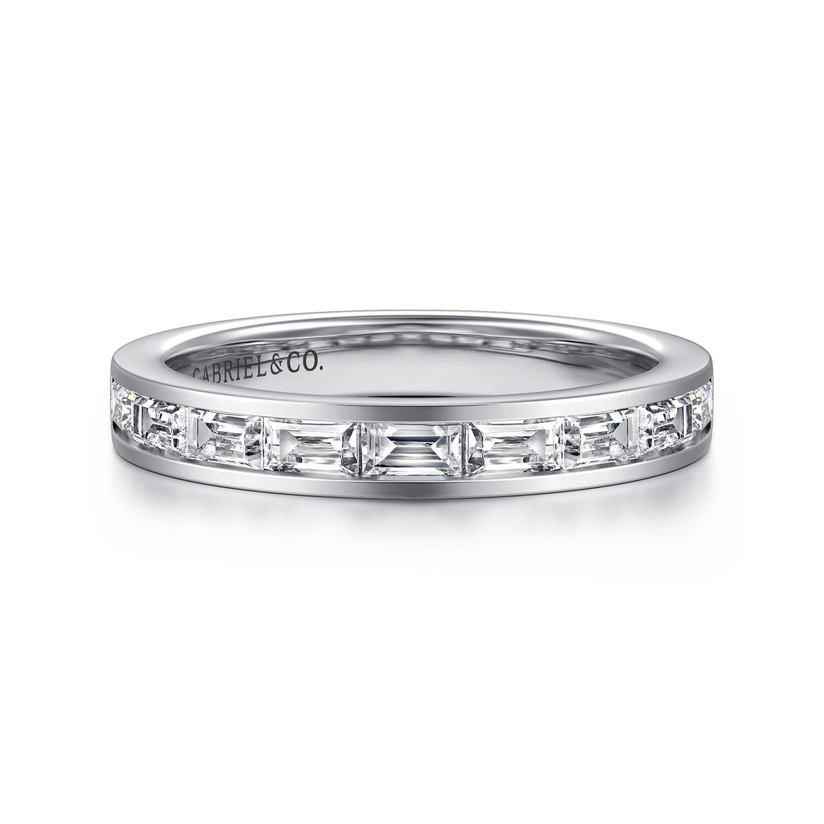 14K White Gold Channel Set Baguette Diamond Anniversary Band — Gabriel & Co. AN16448W43JJ