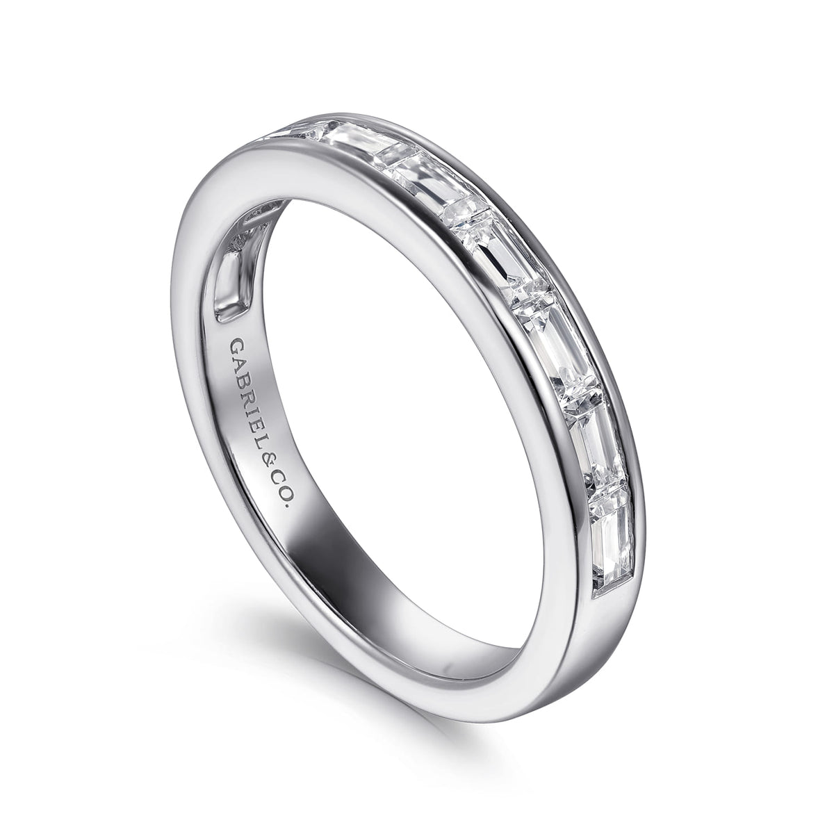 14K White Gold Channel Set Baguette Diamond Anniversary Band — Gabriel & Co. AN16448W43JJ