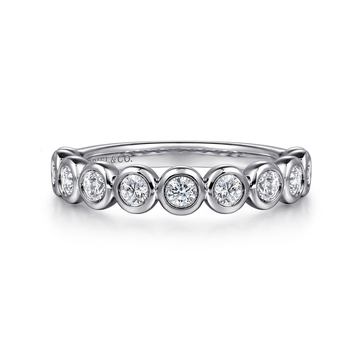 14K White Gold Bezel Set Diamond Anniversary Band — Gabriel & Co. AN16455W44JJ