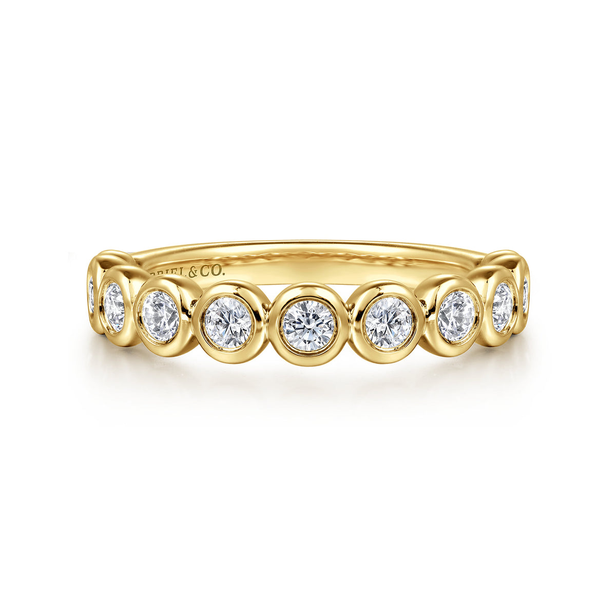 14K Yellow Gold Bezel Set Diamond Anniversary Band — Gabriel & Co. AN16455Y44JJ
