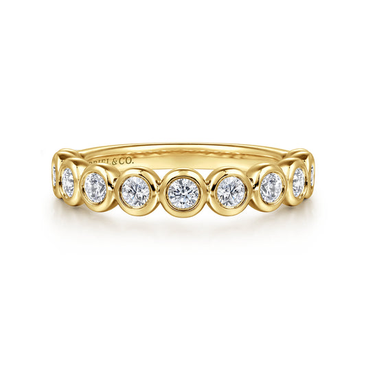 14K Yellow Gold Bezel Set Diamond Anniversary Band — Gabriel & Co. AN16455Y44JJ