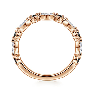 Vintage Inspired 14K Rose Gold Round Black Diamond and Marquise Diamond Anniversary Band - 0.50 ct — Gabriel & Co. AN16459K43BD