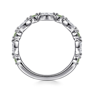 Vintage Inspire 14K White Gold Round Green Sapphire and Marquise Diamond Anniversary Band - 0.35 ct — Gabriel & Co. AN16459W43GS
