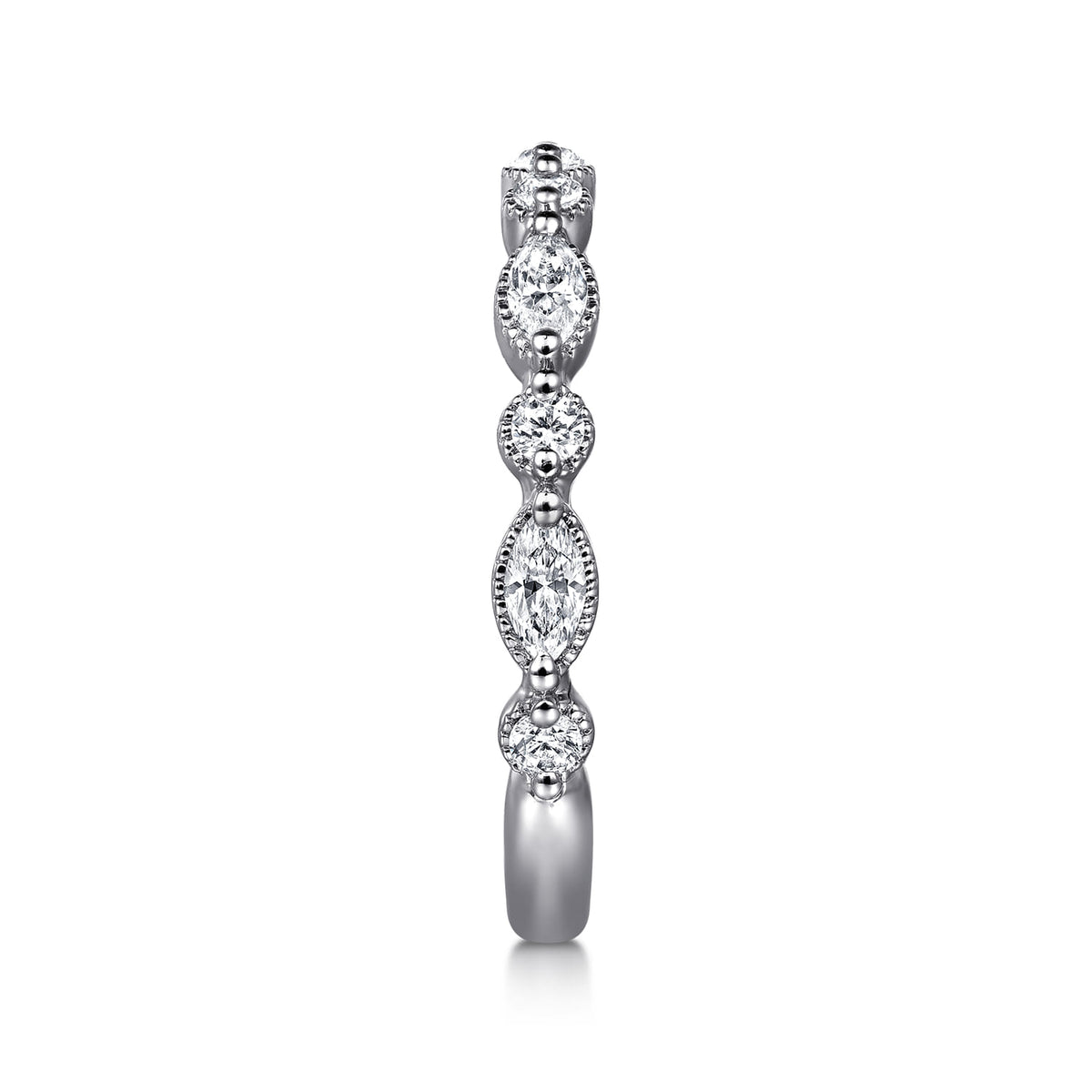 14K White Gold Marquise and Round Vintage Inspire Diamond Anniversary Band — Gabriel & Co. AN16459W44JJ