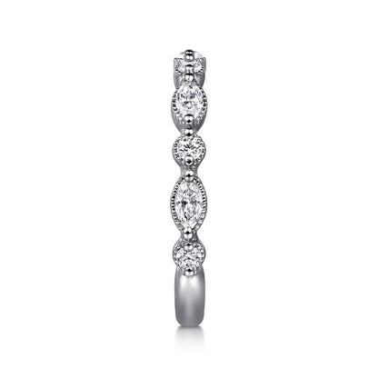 14K White Gold Marquise and Round Vintage Inspire Diamond Anniversary Band — Gabriel & Co. AN16459W44JJ