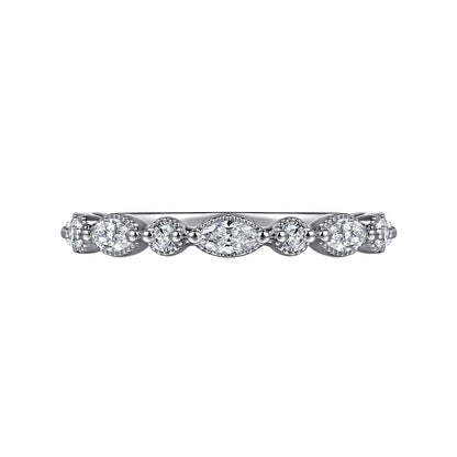 14K White Gold Marquise and Round Vintage Inspire Diamond Anniversary Band — Gabriel & Co. AN16459W44JJ