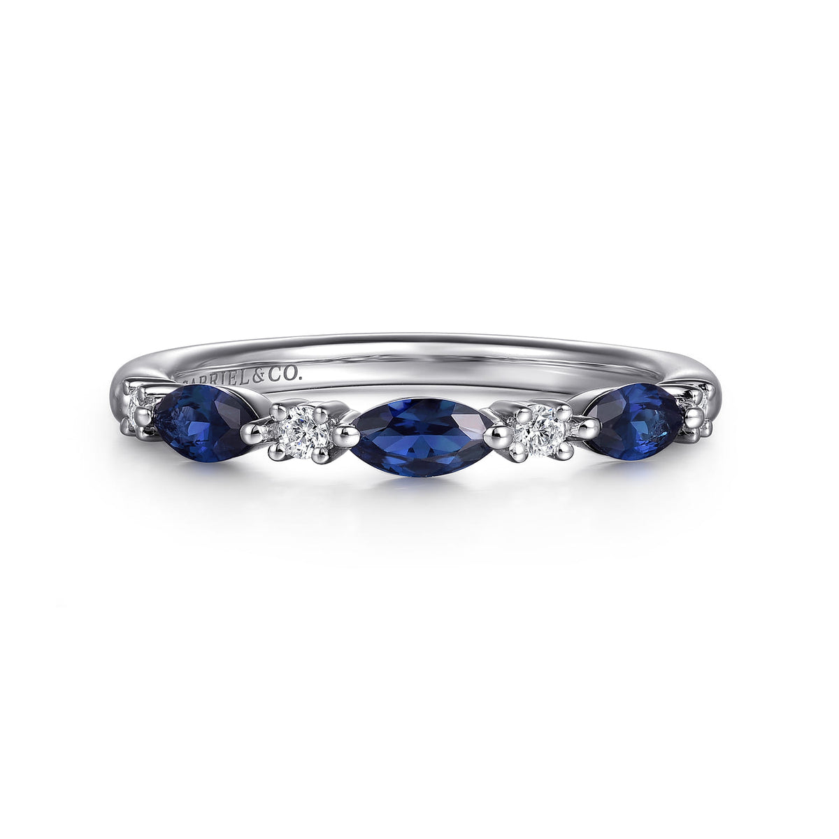 14K White Gold Marquise Sapphire and Diamond Anniversary Band — Gabriel & Co. AN16474W44SA