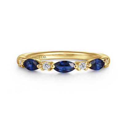14K Yellow Gold Marquise Sapphire and Diamond Anniversary Band — Gabriel & Co. AN16474Y44SA