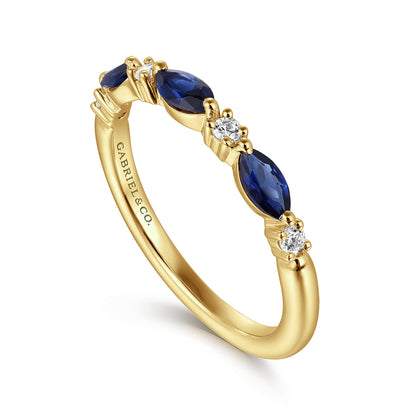 14K Yellow Gold Marquise Sapphire and Diamond Anniversary Band — Gabriel & Co. AN16474Y44SA