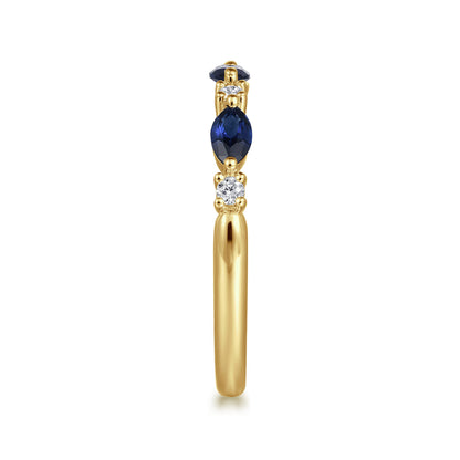 14K Yellow Gold Marquise Sapphire and Diamond Anniversary Band — Gabriel & Co. AN16474Y44SA