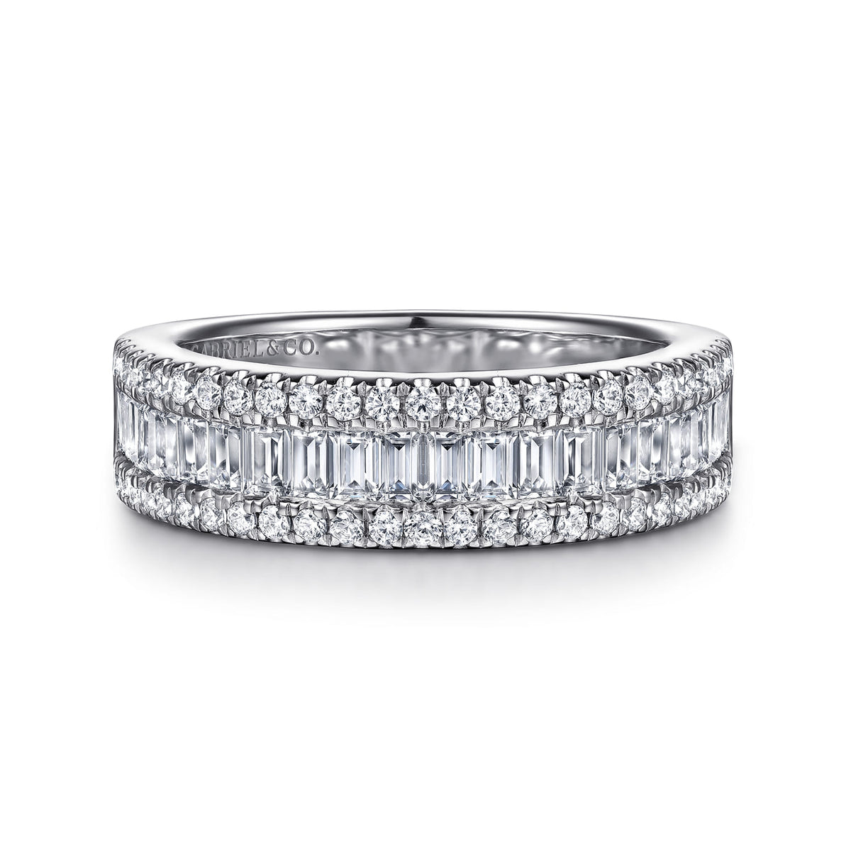 14K White Gold U setting and Channel Baguette Diamond Anniversary Band — Gabriel & Co. AN16644W44JJ
