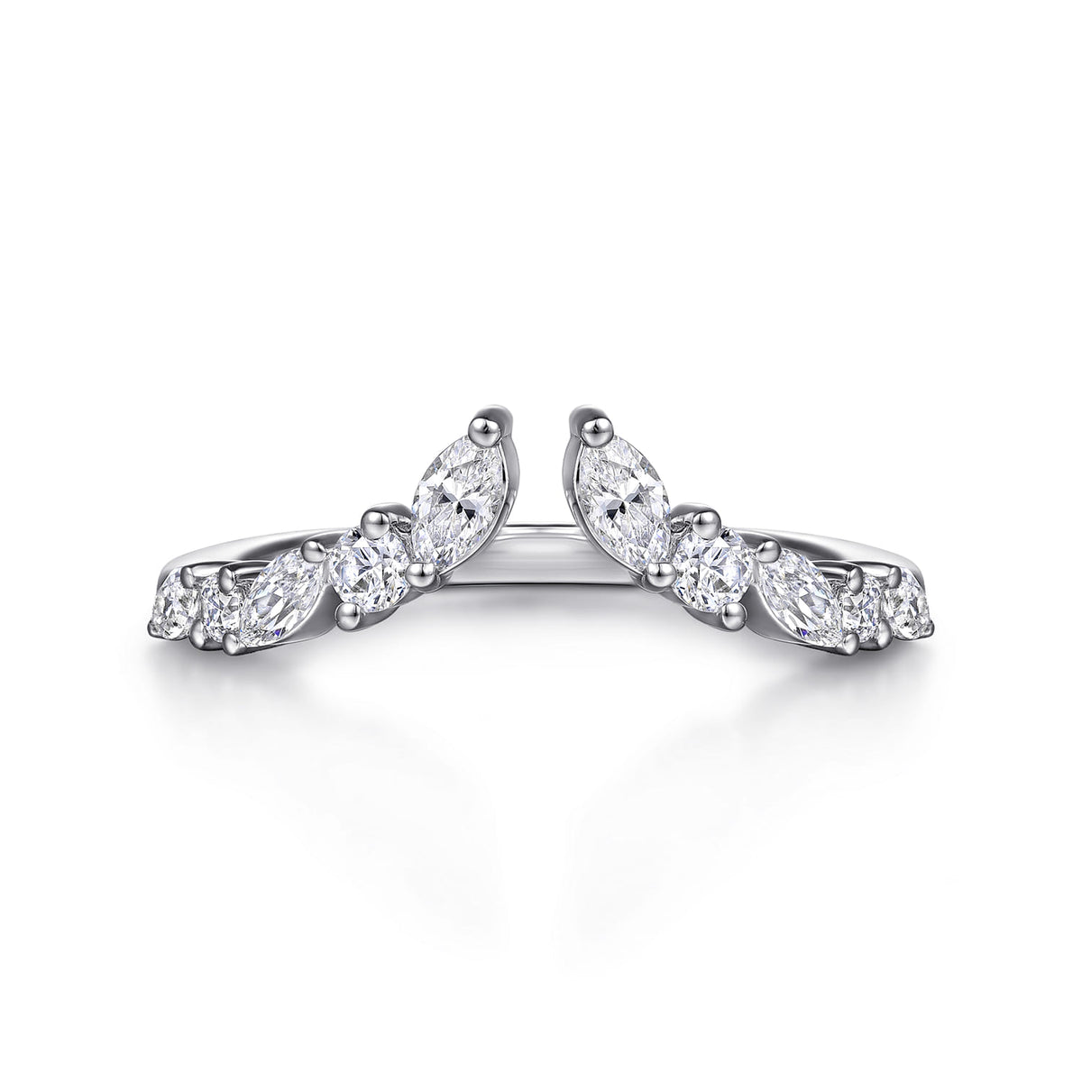 14K White Gold Prong Marquise and Round Open Diamond Anniversary Band — Gabriel & Co. AN16650W44JJ