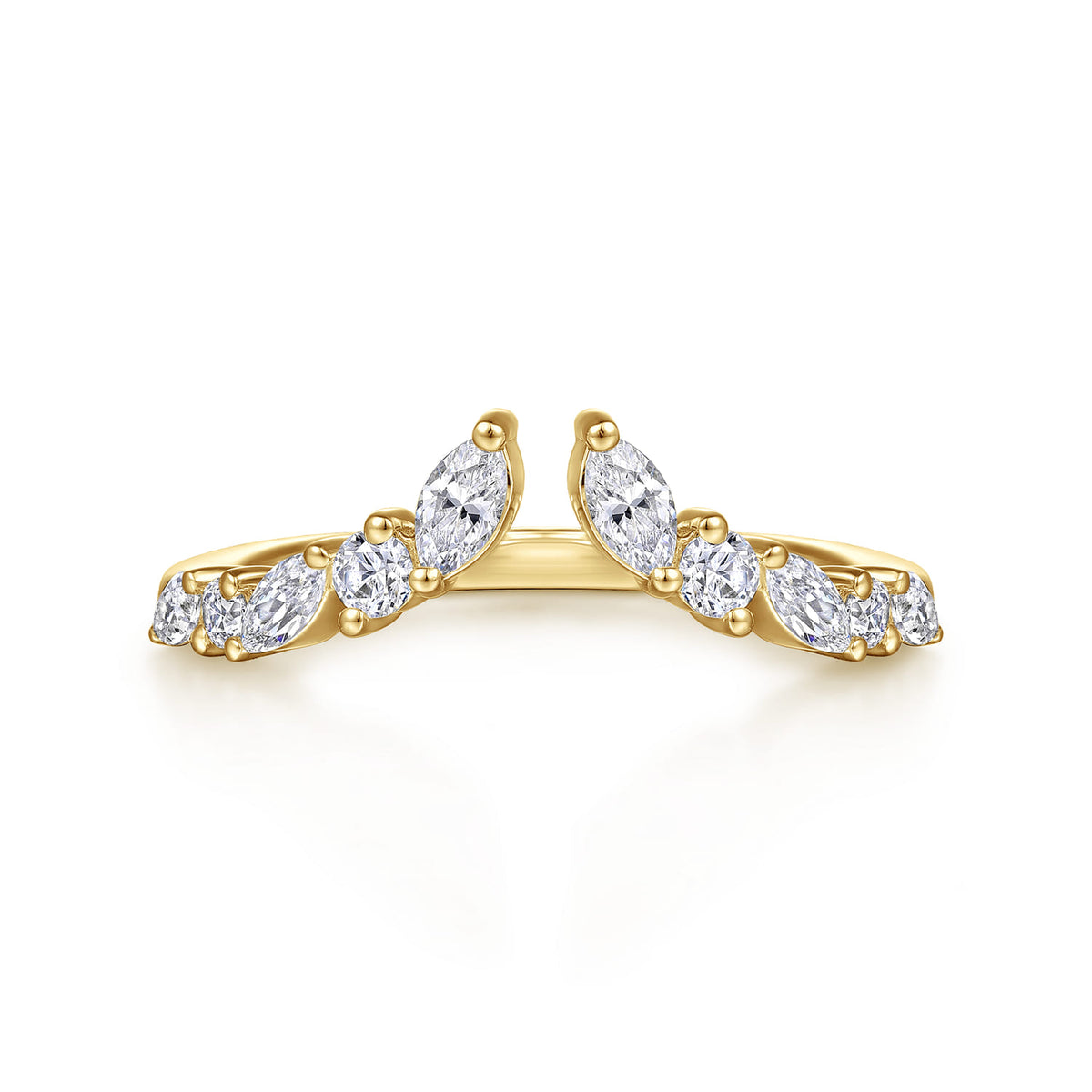 14K Yellow Gold Prong Marquise and Round Open Diamond Anniversary Band — Gabriel & Co. AN16650Y44JJ