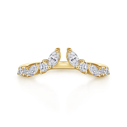 14K Yellow Gold Prong Marquise and Round Open Diamond Anniversary Band — Gabriel & Co. AN16650Y44JJ
