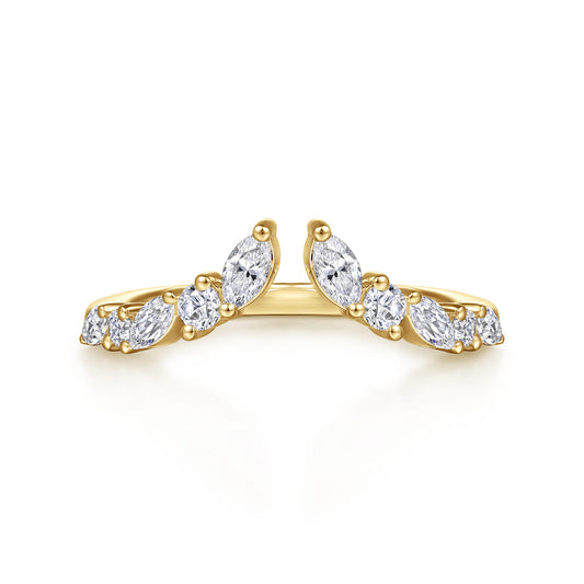 14K Yellow Gold Prong Marquise and Round Open Diamond Anniversary Band — Gabriel & Co. AN16650Y44JJ