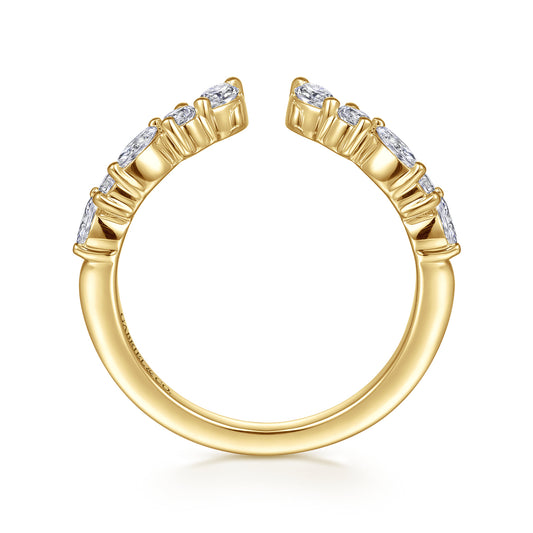 14K Yellow Gold Prong Marquise and Round Open Diamond Anniversary Band — Gabriel & Co. AN16650Y44JJ