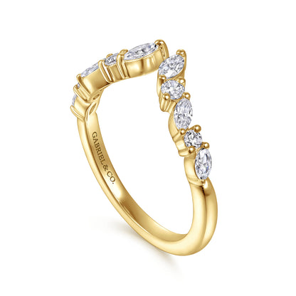 14K Yellow Gold Prong Marquise and Round Open Diamond Anniversary Band — Gabriel & Co. AN16650Y44JJ