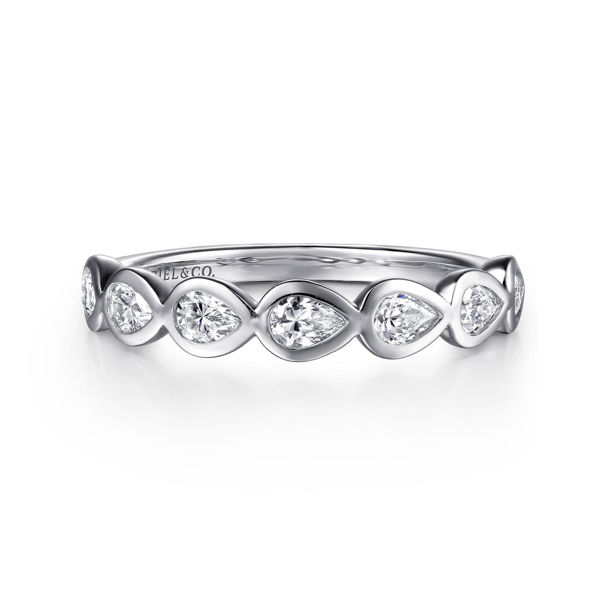 14K White Gold Bezel Pear Shape 7 Stone Diamond Anniversary Band — Gabriel & Co. AN16651W44JJ