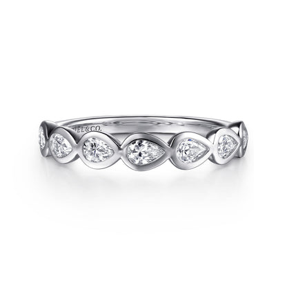 14K White Gold Bezel Pear Shape 7 Stone Diamond Anniversary Band — Gabriel & Co. AN16651W44JJ