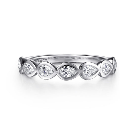 14K White Gold Bezel Pear Shape 7 Stone Diamond Anniversary Band — Gabriel & Co. AN16651W44JJ