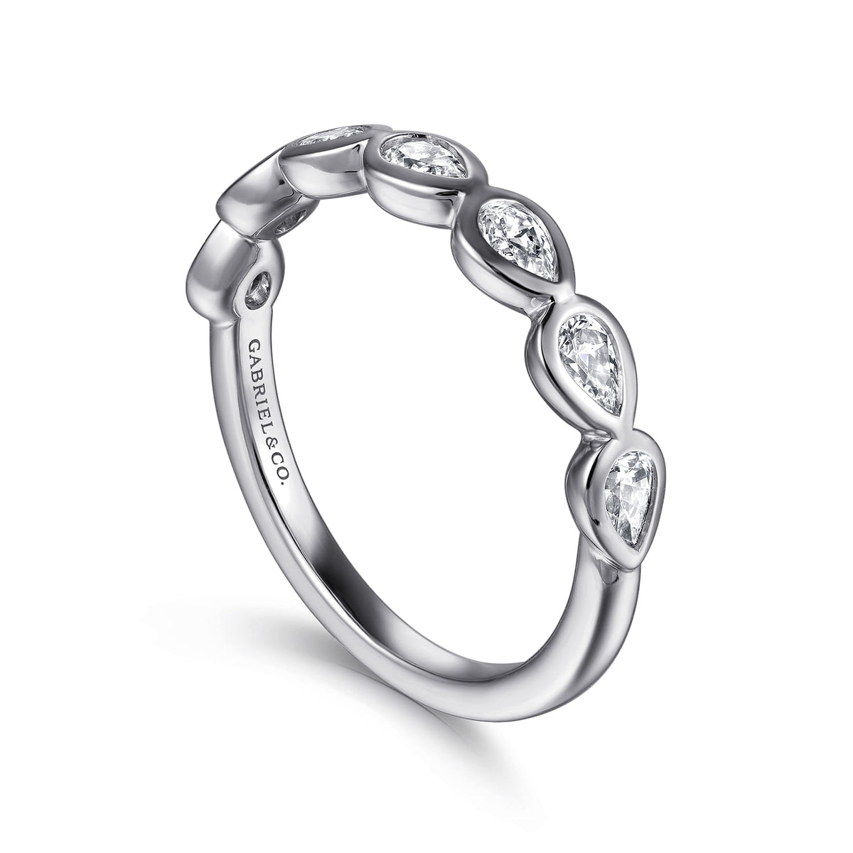 14K White Gold Bezel Pear Shape 7 Stone Diamond Anniversary Band — Gabriel & Co. AN16651W44JJ