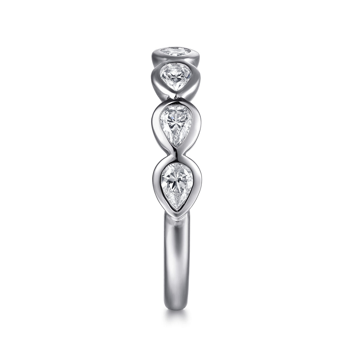 14K White Gold Bezel Pear Shape 7 Stone Diamond Anniversary Band — Gabriel & Co. AN16651W44JJ