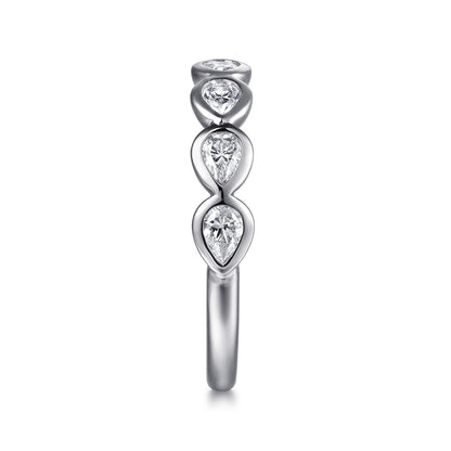 14K White Gold Bezel Pear Shape 7 Stone Diamond Anniversary Band — Gabriel & Co. AN16651W44JJ
