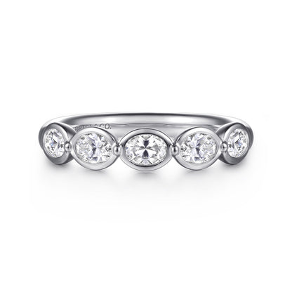14K White Gold Bezel Oval 5 Stone Diamond Anniversary Band — Gabriel & Co. AN16653W44JJ