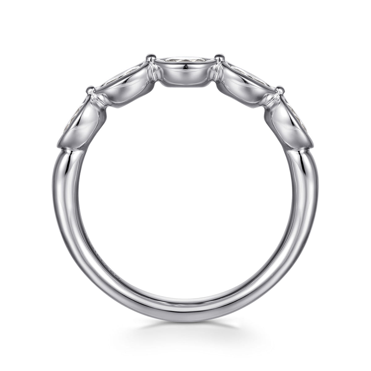 14K White Gold Bezel Oval 5 Stone Diamond Anniversary Band — Gabriel & Co. AN16653W44JJ
