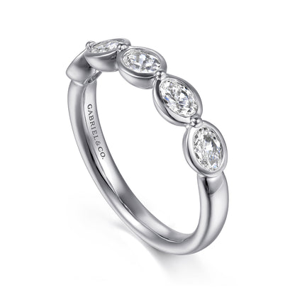 14K White Gold Bezel Oval 5 Stone Diamond Anniversary Band — Gabriel & Co. AN16653W44JJ