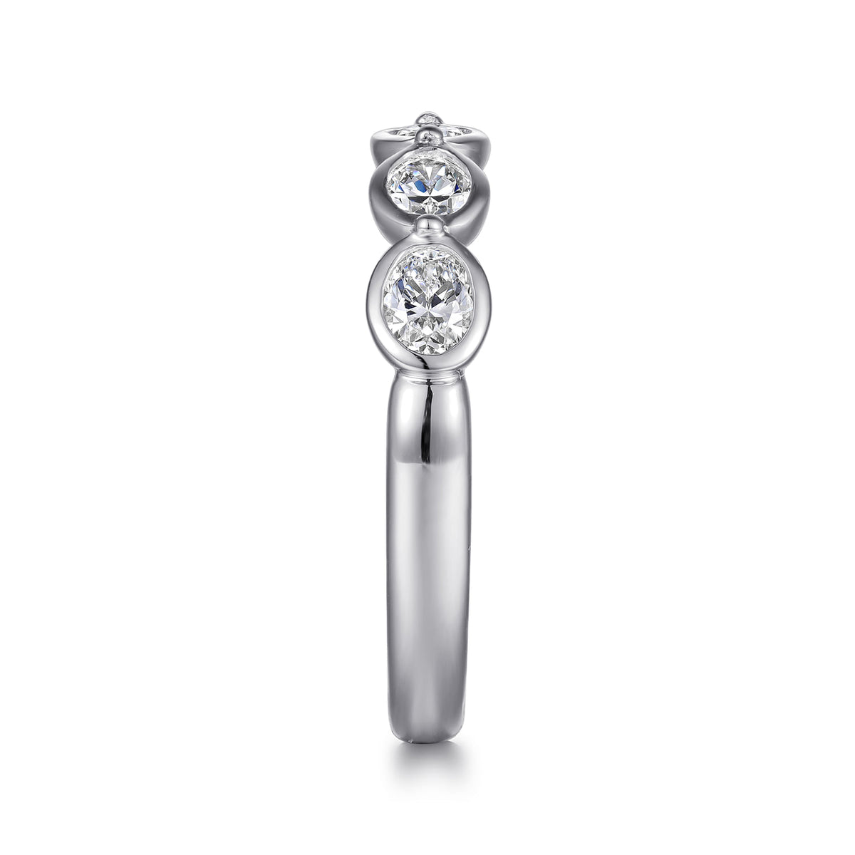 14K White Gold Bezel Oval 5 Stone Diamond Anniversary Band — Gabriel & Co. AN16653W44JJ