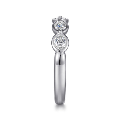 14K White Gold Bezel Oval 5 Stone Diamond Anniversary Band — Gabriel & Co. AN16653W44JJ