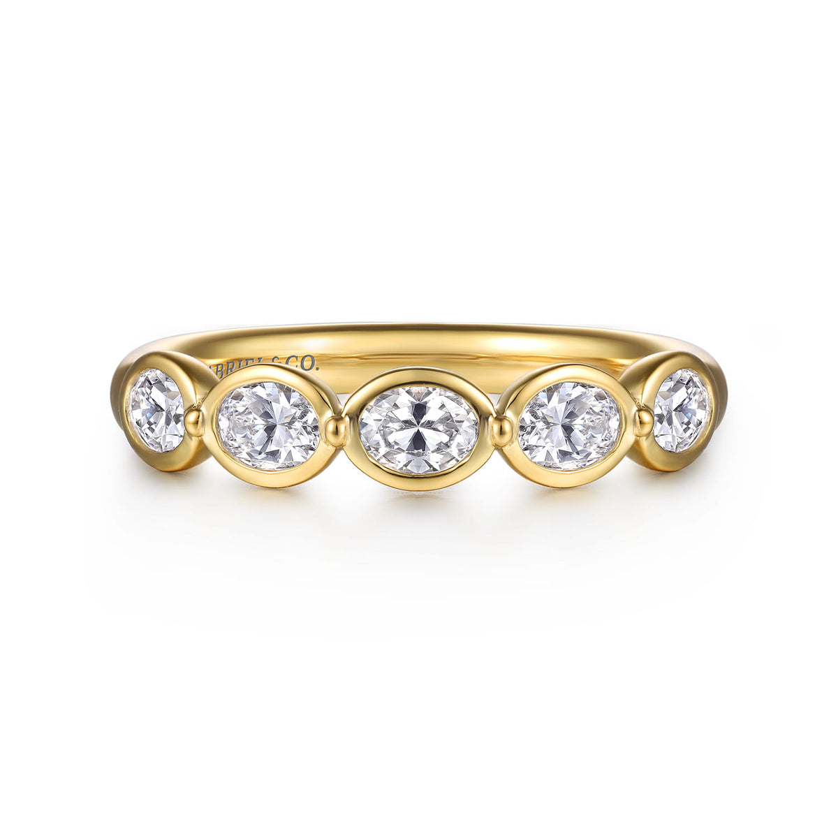 14K Yellow Gold Bezel Oval 5 Stone Diamond Anniversary Band — Gabriel & Co. AN16653Y44JJ