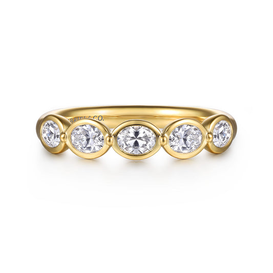 14K Yellow Gold Bezel Oval 5 Stone Diamond Anniversary Band — Gabriel & Co. AN16653Y44JJ