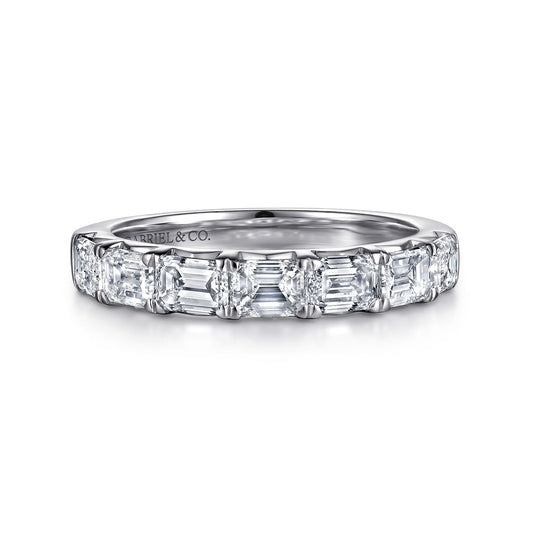 14K White Gold Prong Emerald Cut 7 Stone Diamond Anniversary Band — Gabriel & Co. AN16655W43JJ