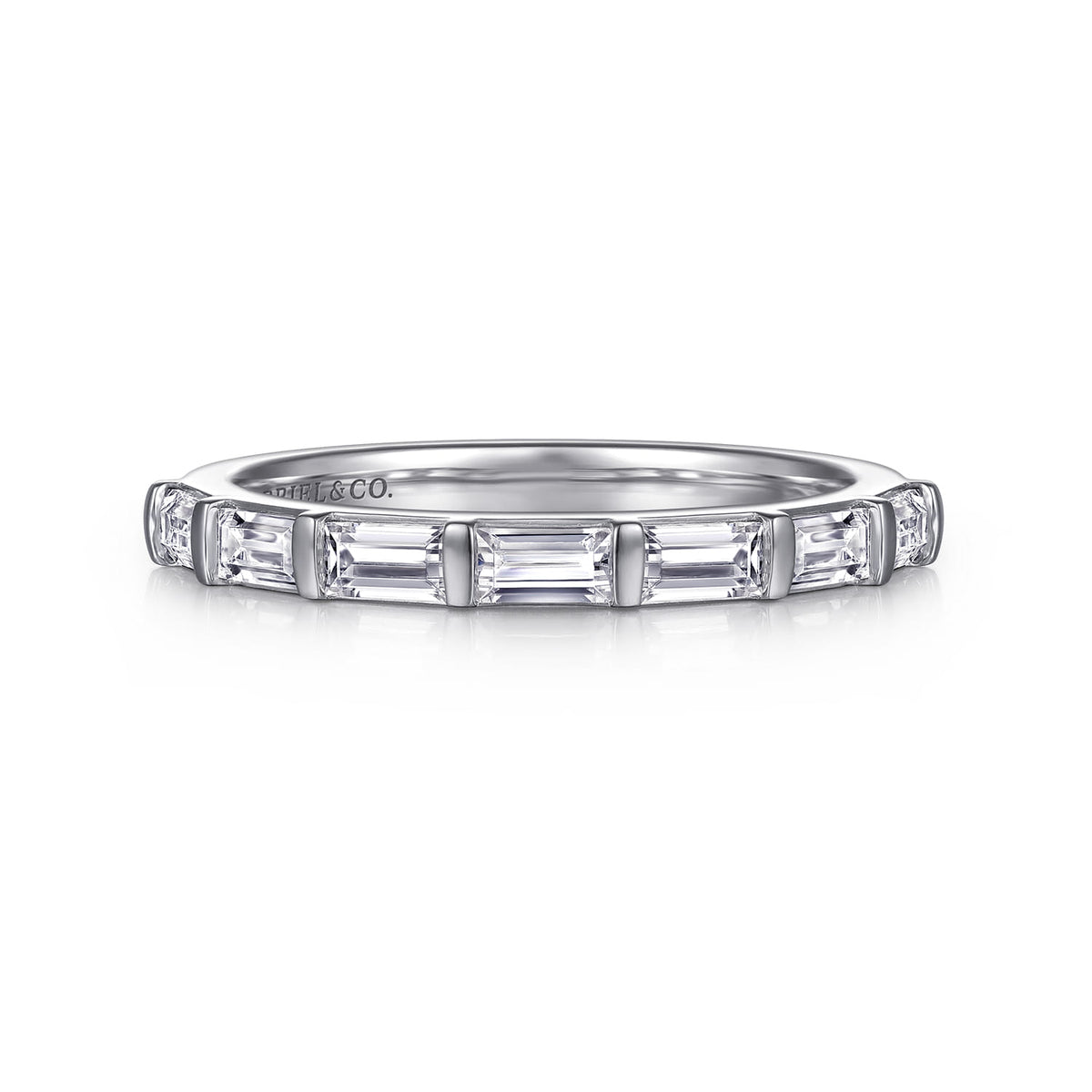 14K White Gold Bar Set Baguette 7 Stone Diamond Anniversary Band — Gabriel & Co. AN16661W43JJ