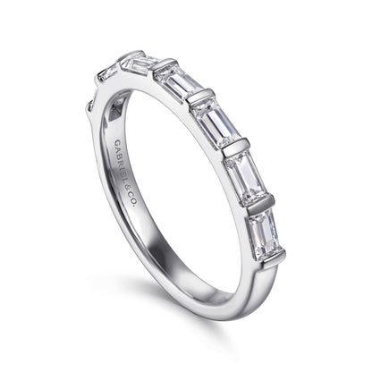 14K White Gold Bar Set Baguette 7 Stone Diamond Anniversary Band — Gabriel & Co. AN16661W43JJ